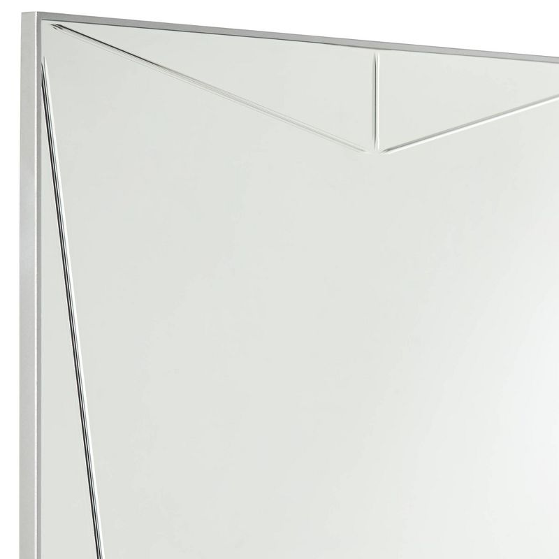 Possini Euro Design Relevei Rectangular Vanity Decorative Wall Mirror Modern Silver Wood Metal Frame 26" Wide Bathroom Bedroom Home, 3 of 10
