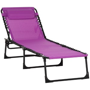 TiramisuBest Folding Chaise Lounge Pool Chairs with Pillow, Reclining Back, Steel Frame & Mesh for Beach, Yard, Patio – Blue - 1 of 4