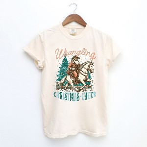 Simply Sage Market Women's Wrangling Christmas Cheer Short Sleeve Garment Dyed Tee - 1 of 4