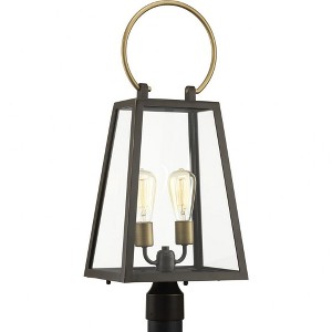 Progress Lighting, Barnett Collection, 2-Light Post Lantern, Antique Bronze, Clear Glass, Traditional/Vintage Bulbs, Shade Included - 1 of 2