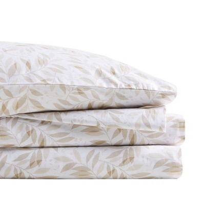 King Tan Leaves Cotton Percale Sheet Set