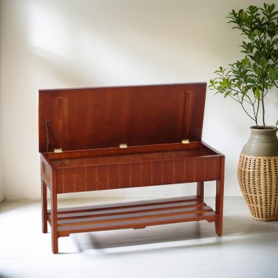 Rennes Cherry Solid Wood Shoe Bench with Storage