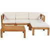 5-Piece Outdoor Patio Wood Sectional Sofa Set with Cushions,Acacia Wood X-Back Seating Group with Ottoman And Tea Table-Maison Boucle - 4 of 4