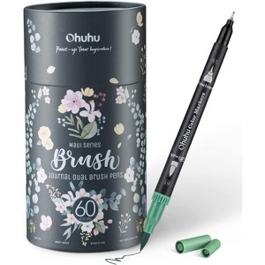 Ohuhu Markers for Adult Coloring Books No bleeding 60 Colors - Water-based Dual Tips Fineliner & Brush Drawing Pens Art Markers - Maui - Black - 1 of 4