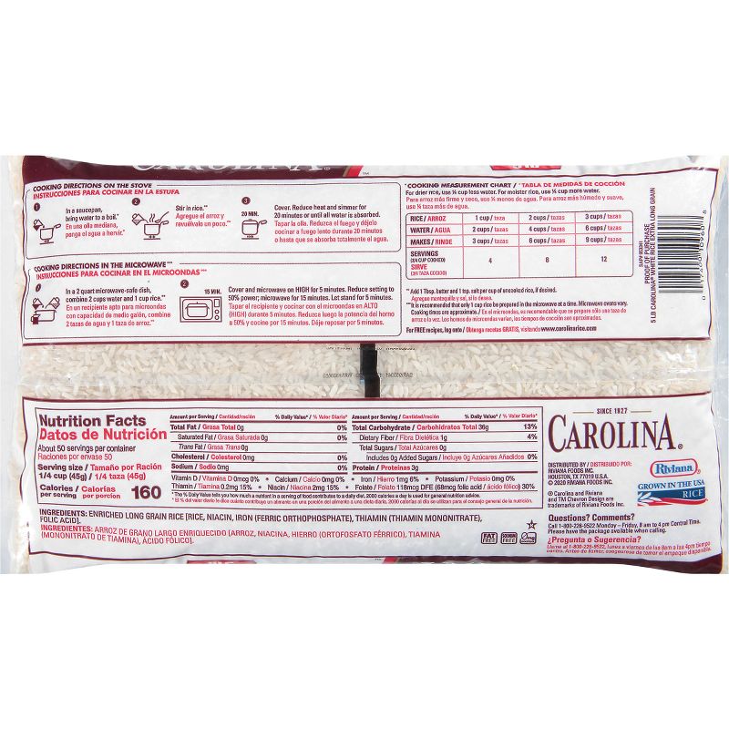 Carolina Enriched Extra Long Grain White Rice - 5lbs, 3 of 9