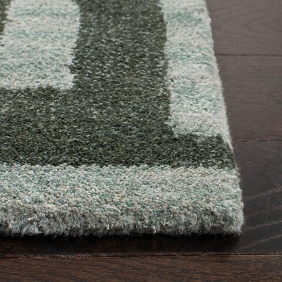 Sage Green Hand-Tufted Wool and Cotton Rectangular Rug 4' x 6'