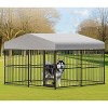 Large Outdoor Dog Kennel, Heavy Duty Metal Dog Cage with Rotating Feeding Bowl, Waterproof Roof Cover & Lock, Ships in Two Packages - 2 of 4