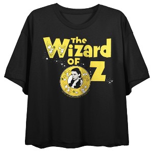 Wizard Of Oz VIntage Logo Dorothy Crew Neck Short Sleeve Women's Black Crop Top - 1 of 3