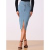 Allegra K Women's High Waist Split Hem Pencil Midi Casual Denim Skirt - 4 of 4