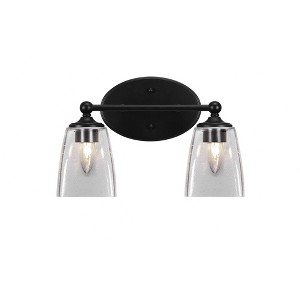 Toltec Lighting Capri 2 - Light Vanity in  Matte Black with 4.5" Square Clear Bubble Shade - 1 of 1