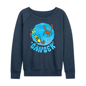 Women's - Pete the Cat - Cancer Lightweight French Terry Wide Neck Long Sleeve Graphic Shirt - 1 of 4