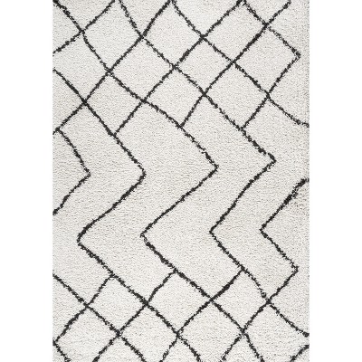 Modern Moroccan Diamond Shag Rug in Deep Gray - 3x5 Feet