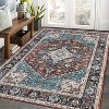 Washable Vintage Floral Area Rug, Traditional Low Pile Carpet, Stain Resistant Non Slip Rug for Living Room, Bedroom, Dining Room, and Office - 2 of 4