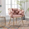 Vynxaria Modern Velvet Accent Chairs, Pink Set of 2 for Bedroom and Vanity - 3 of 4