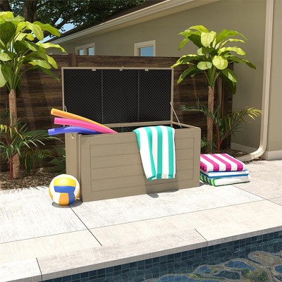 Cosco Extra Large Tan Lockable Plastic Deck Box