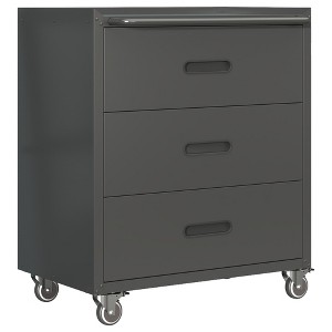Dexmalle 3 Drawer Tool Metal  Cabinet with Wheels,Black - 1 of 4