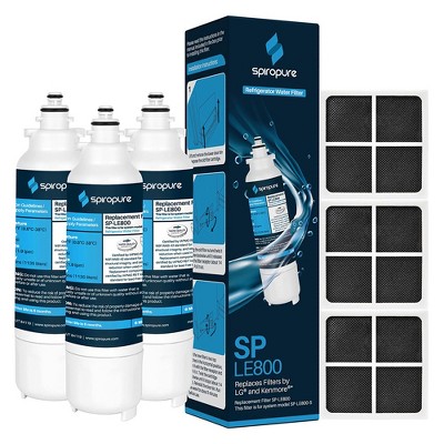 SpiroPure SP-LE800-COMB Combination 6 Pack SP-LE800 NSF Certified Replacement Refrigerator Water Filters & SP-LE120 Replacement Air Filters, 3 Each