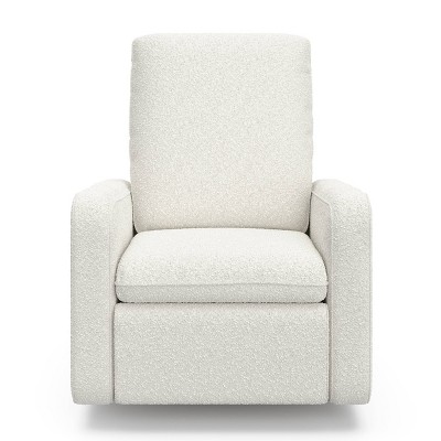 Ivory Boucle Swivel Recliner Accent Chair with Metal Base