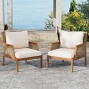 Christopher Knight Home Grania Patio Rattan and Acacia Wood Club Chair with Cushion, Brown/Cream - 2 of 4