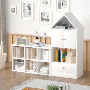 YONWAY Versatile Children's Bookshelf with House-Shaped Design, Multi-Functional Storage, Adjustable Placement for Playroom or Bedroom - 1 of 4
