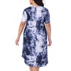 Agnes Orinda Women's Plus Size V-Neck Tie-Dye Curved Hem Short Sleeve Sleepdress - 4 of 4