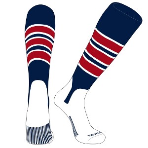 PEAR SOX OTC Baseball Softball Stirrup Socks (C, 5in) Navy, White, Red - 1 of 3