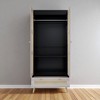 70.8" Tall Armoire Wardrobe Closet with Rattan Doors and Drawer, Wooden Clothes Storage Cabinet with Hanging Rod for Bedroom, Living Room - 4 of 4