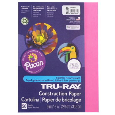 Tru-Ray Construction Paper, Dark Pink, 9" x 12", 50 Sheets (Pack of 6)