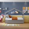 NicBex Full Size Loft Bed Roof Shape Pine Bed Frame with Twin Trundle and Headboards for Bedroom, No Box Spring Required - image 2 of 4