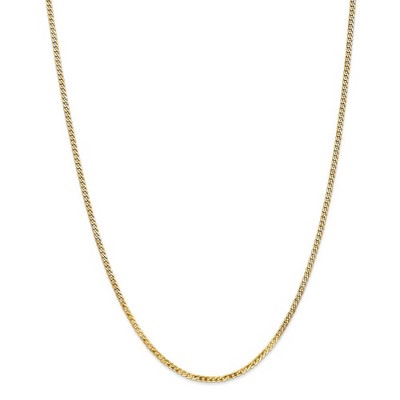 Black Bow Jewelry 2.2mm 14k Yellow Gold Beveled Solid Curb Chain Necklace