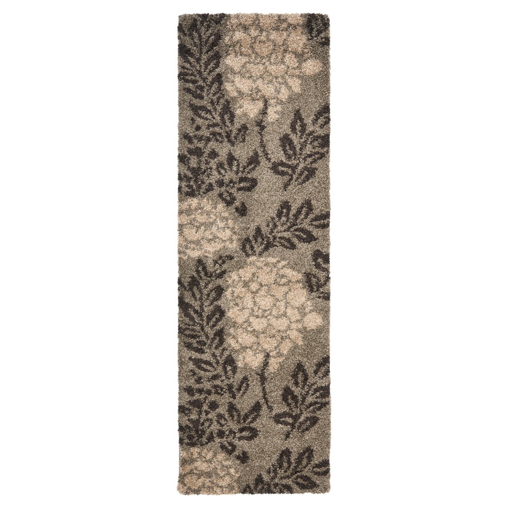 Smoke/Dark Brown Botanical Loomed Runner - (2'3inx7' Runner) - Safavieh