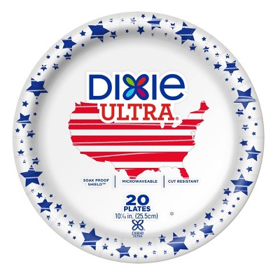 Dixie Ultra Stars Stripes Disposable Plates - 10&#34; - 18ct