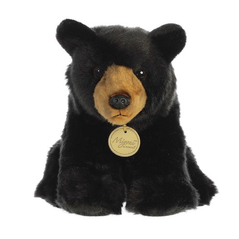 Aurora Small Black Bear Miyoni Realistic Stuffed Animal Black 9" - image 1 of 4