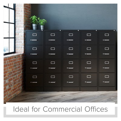Black 52" 4-Drawer Lockable Vertical File Cabinet