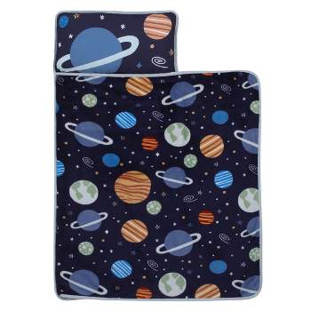Everything Kids Solar System Navy, Orange, and Gray Toddler Nap Mat