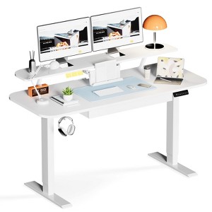 COMHOMA 48" Electric Standing Desk, Height Adjustable Office Desk, Memory Presets, Built-in Drawer & Laptop Stand - 1 of 4