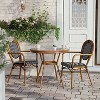 Flash Furniture Lourdes Indoor/Outdoor Commercial Bistro 31.5" Table, Black and White PE Rattan, Glass Top with 2 Stack Chairs - 4 of 4