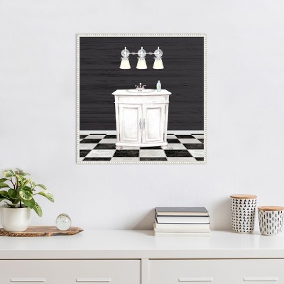 Modern Bathroom I White and Black Canvas Wall Art