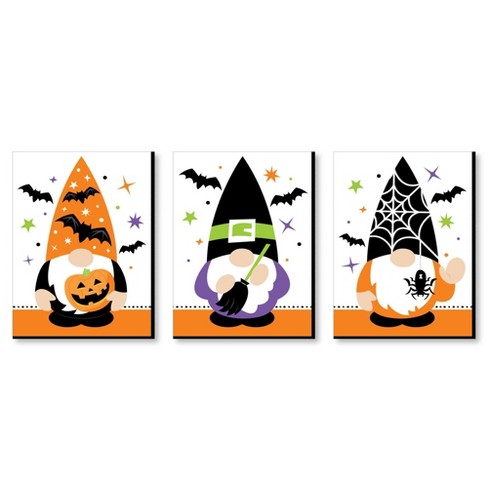 Big Dot of Happiness Halloween Gnomes - Fall Wall Art and Spooky Room Decor - 7.5 x 10 inches - Set of 3 Prints - image 1 of 4