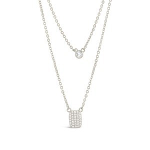 SHINE by Sterling Forever Bezel & CZ Tag Layered Necklace - Silver - 1 of 3