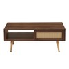 PAGED Rattan Coffee Table Contemporary Living Room Tables with Solid Wood Legs & Sliding Door for Living Room, Office - 3 of 4