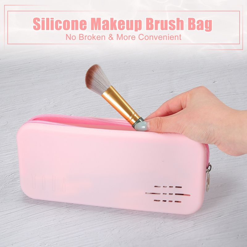 Unique Bargains Travel Silicone Makeup Brush Bag 1 Pc, 2 of 7