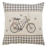 Saro Lifestyle Houndstooth Christmas Bicycle Pillow - Poly Filled, 18" Square, Grey