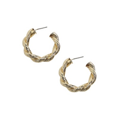 SOHI Women's Champayne Gold Twisted Hoop Earrrings
