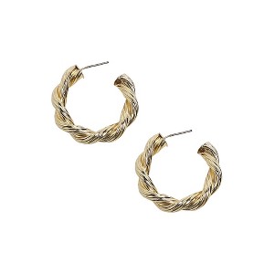 SOHI Women's Champayne Gold Twisted Hoop Earrrings - 1 of 4