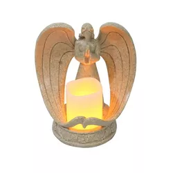 6.4" Resin Angel Statue Candle Holder with LED Candle - Watnature