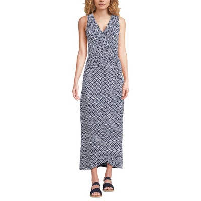 Lands' End Women's Sleeveless Tulip Hem Maxi Dress - Small - Deep Sea ...