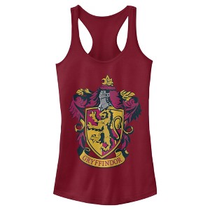 Juniors Womens Harry Potter Gryffindor Ornate Crest Racerback Tank Top - 1 of 3