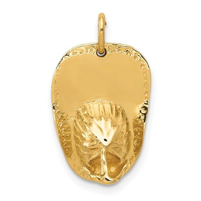 Black Bow Jewelry 14k Yellow Gold 3D Fireman's Hat Pendant, 13 x 21mm