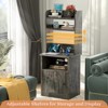 Aheaplus 47" Adjustable Bookshelf with Hutch, Nightstand with Charging Station, LED Lights - 4 of 4